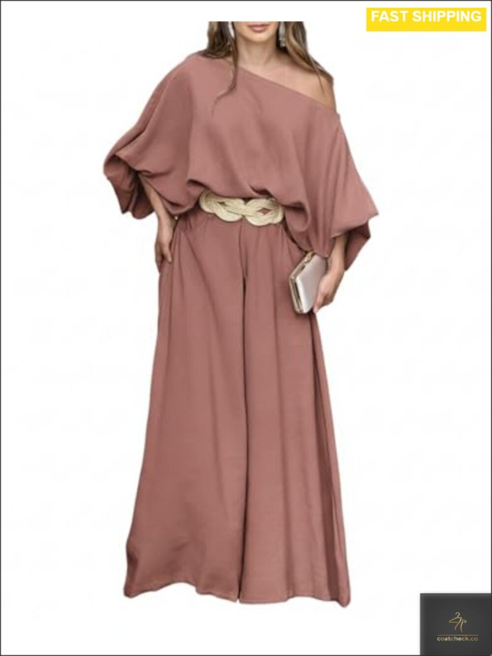 Off Shoulder Top & Flowy Wide Leg Pants 2 Piece Summer Set